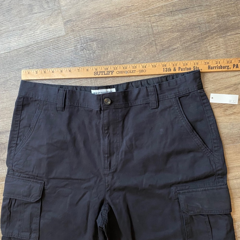 Amazon Essentials Mens 38 Cargo Shorts Bundle 2 Pack Black Grey Cotton New - Picture 8 of 9